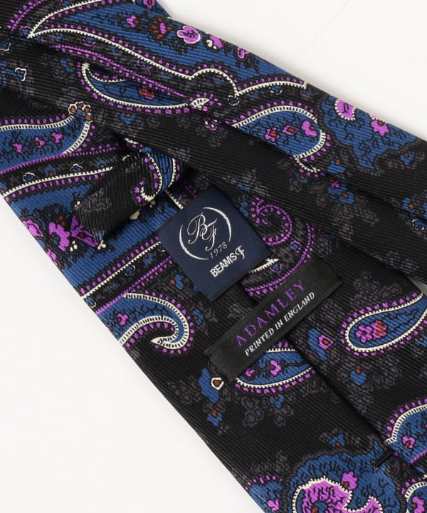【BEAMS F】〈ADAMLEY〉 ペイズリー　プリントタイ BEAMS F（ビームスF）ADAMLEY シルク ペイズリー プリント