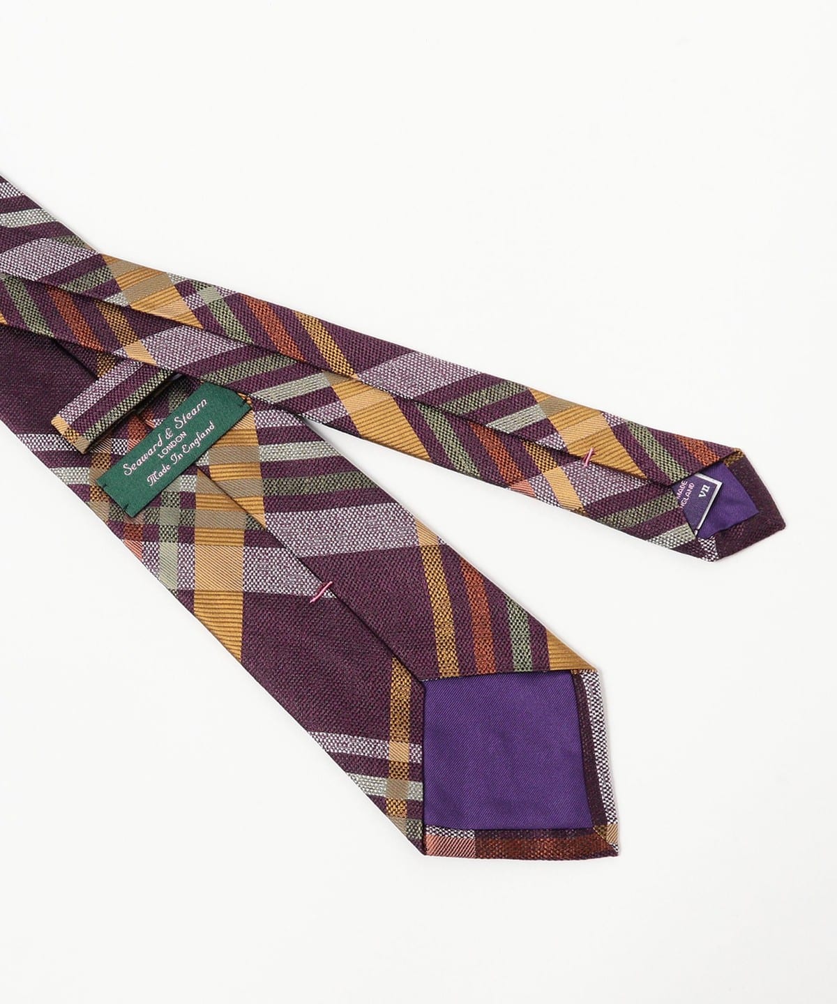 BEAMS F（ビームスF）Seaward & Stearn / シルク チェック柄 ネクタイ