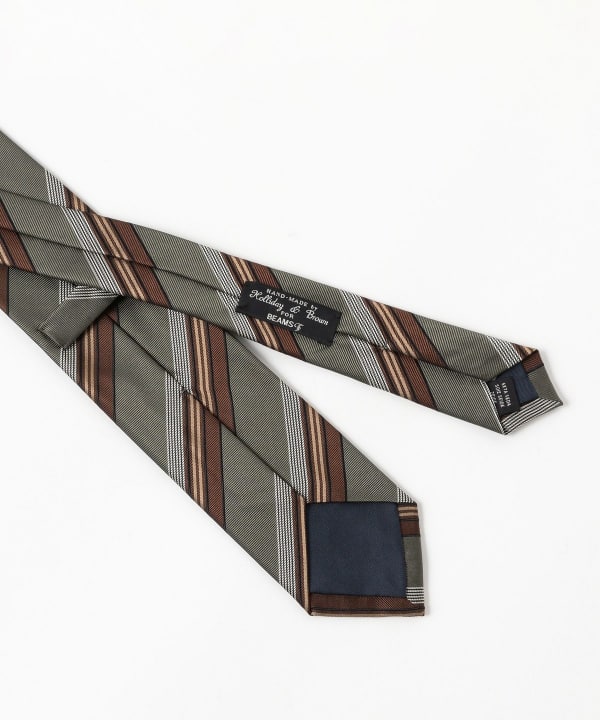 【未使用品】Holliday & Brown／BEAMS F別注品／スクエア柄 BEAMS F（ビームスF）Holliday & Brown / シルク ストライプ ネクタイ