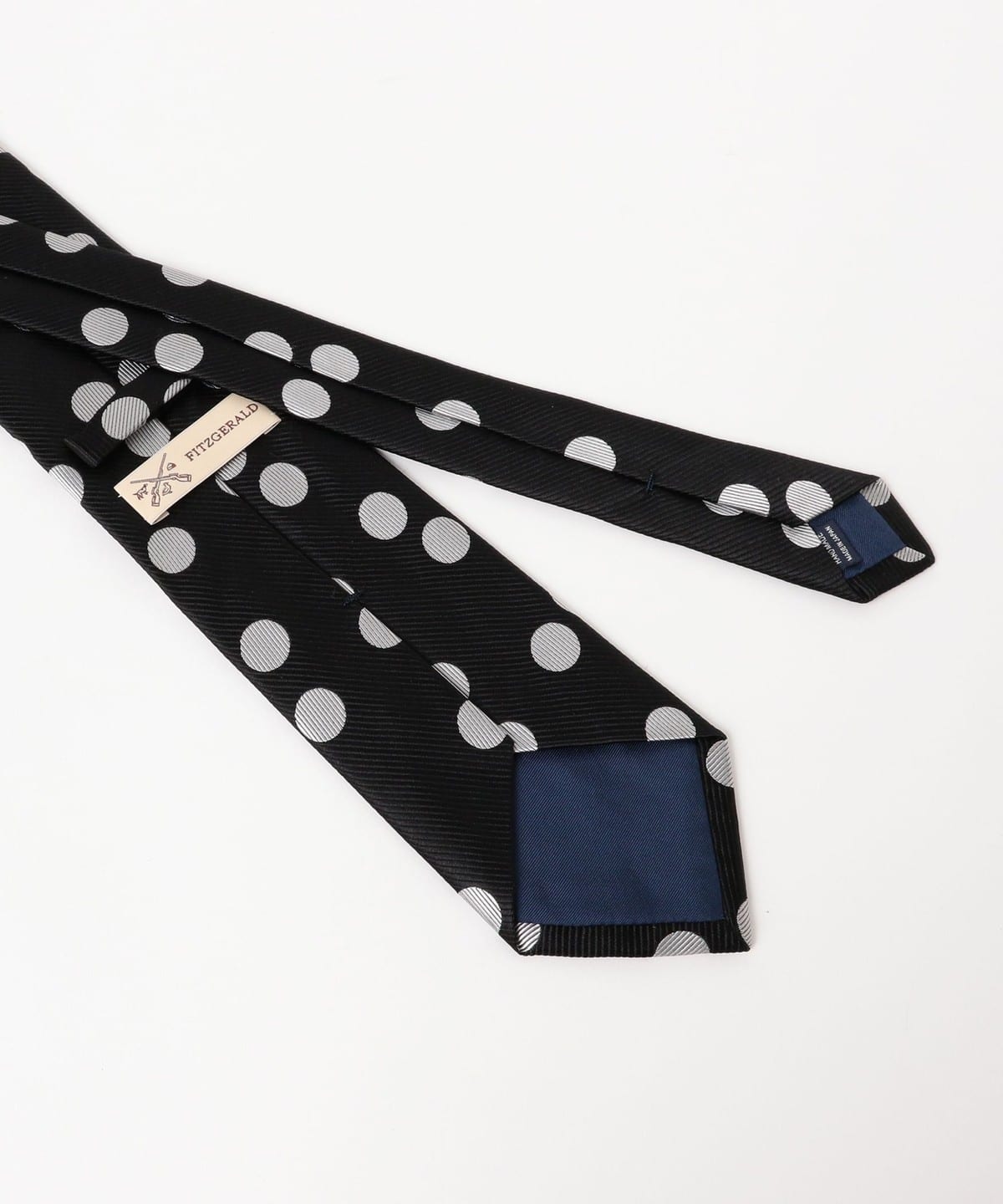 【美品】BEAMS F ビームスエフ　ネクタイ　水玉　小紋柄　紺 BEAMS F（ビームスF）シルク 小紋柄 ジャカード ネクタイ（スーツ