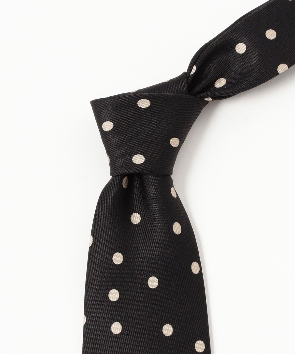 beamsf ネクタイ　ドット　ネイビー　ADAMLEY社　 新品未使用 BEAMS F（ビームスF）ADAMLEY シルク ピンドット柄 プリント ネクタイ