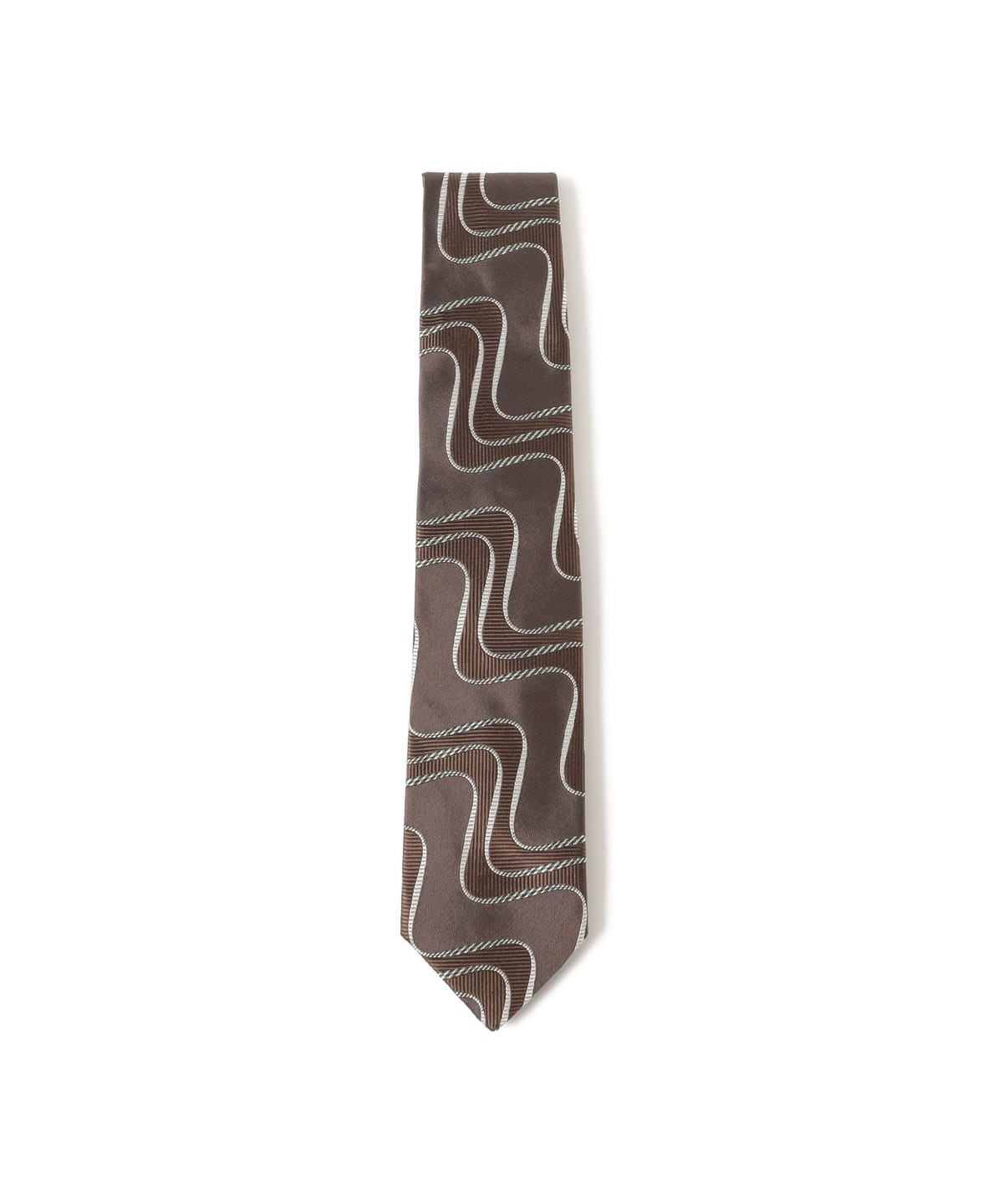 シルク ウェーブ柄 ジャカード ネクタイ スーツ・ネクタイ MEN BROWN ONE SIZE シルク ウェーブ柄 ジャカード ネクタイ スーツ・ネクタイ MEN BROWN ONE SIZE