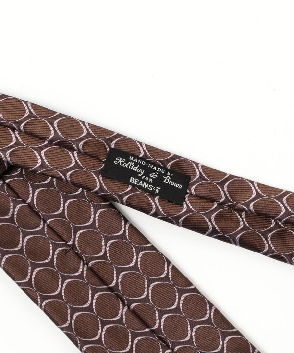 Holliday & Brown／BEAMS F別注／サークル／ジャガードタイ BEAMS F（ビームスF）Holliday & Brown / シルク サークル柄 ジャ