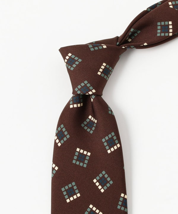 BEAMS F × Holliday&Brown プリントネクタイ BEAMS F（ビームスF）Holliday & Brown / シルク ジグザグ柄 プリント