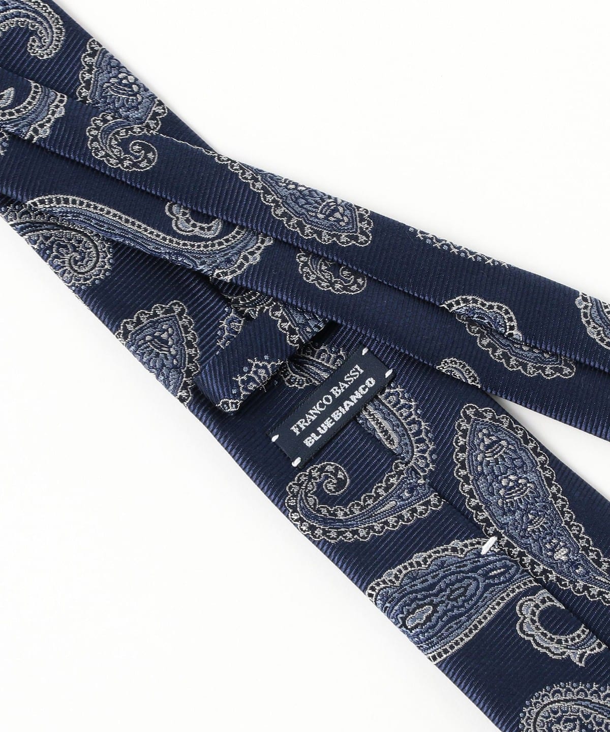 ビームスF別注 フランコバッシ ペイズリー柄ネクタイ ネイビー×シルバー ネイビー ペイズリー ネクタイ beams f フランコバッシ ビームスエフ