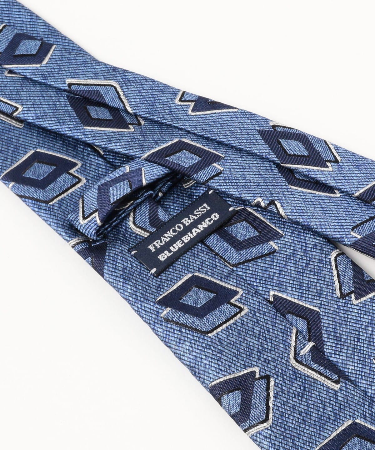 FRANCO BASSI for BEAMS F パネル幾何柄ジャカードタイ BEAMS F（ビームスF）FRANCO BASSI / シルクコットン ダイヤ柄 ジャ