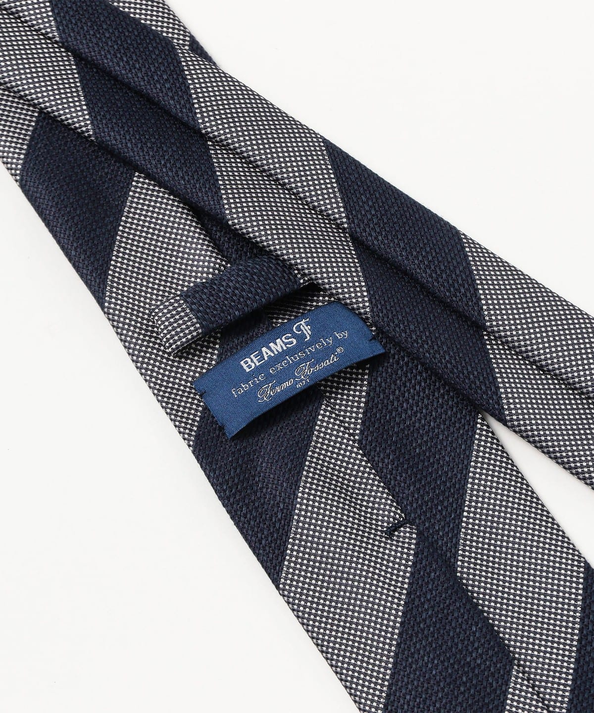BEAMS F（ビームスF）Fermo Fossati シルクリネン ストライプ ネクタイ
