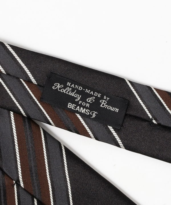 【美品】ホリデーアンドブラウン ビームスエフ ネクタイ ブラック ストライプ BEAMS F（ビームスF）Holliday & Brown / シルク ストライプ ネクタイ
