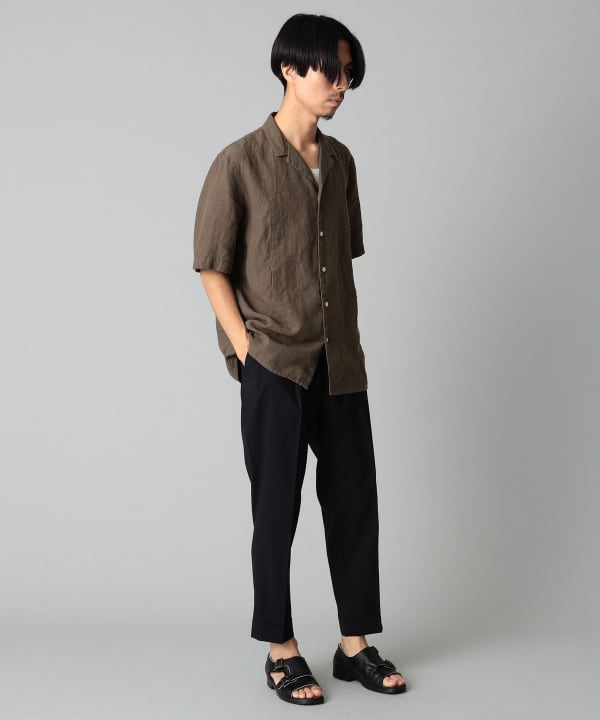 :colon CHS-1 1インプリーツ リネン ロングシャツ オリーブ コロン CSH-1 – Cotton Broad – Greige / 1インプリーツ ロングシャツ
