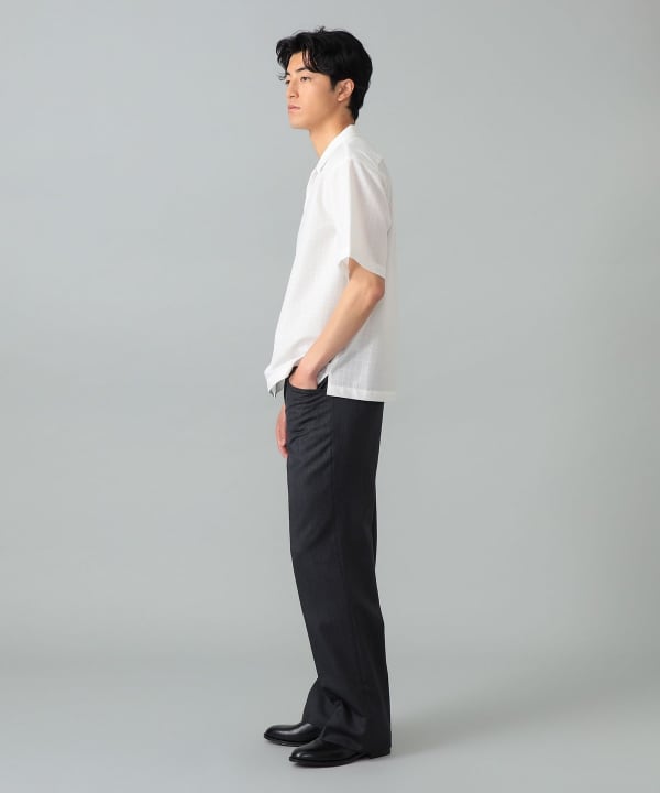 QUATTROCCHI / シアー オープンカラー シャツ Model：H183cm　Size：L