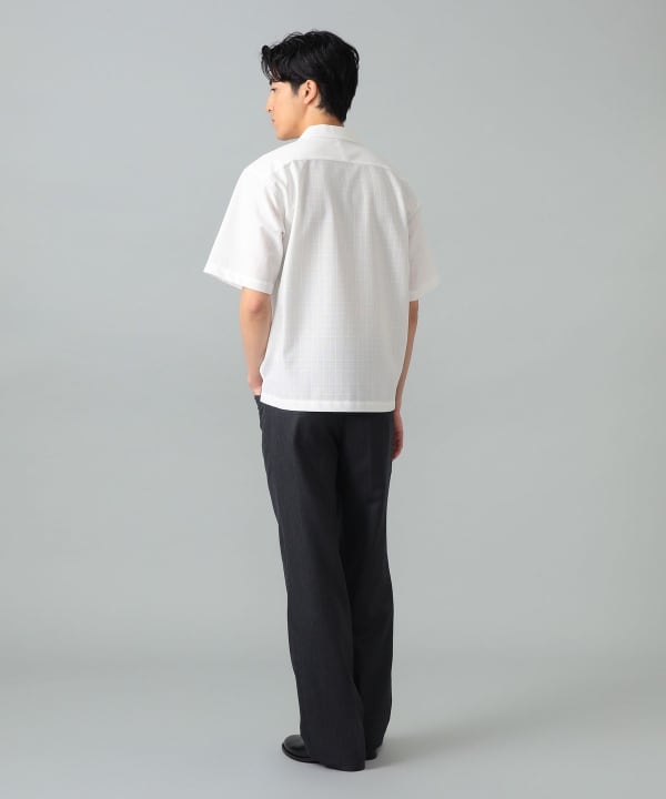 QUATTROCCHI / シアー オープンカラー シャツ Model：H183cm　Size：L