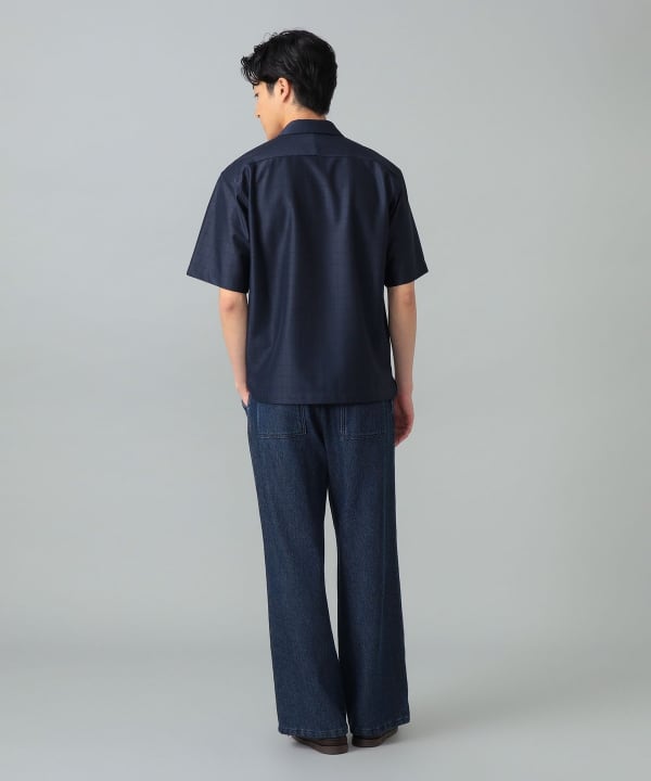 QUATTROCCHI / シアー オープンカラー シャツ Model：H183cm　Size：L