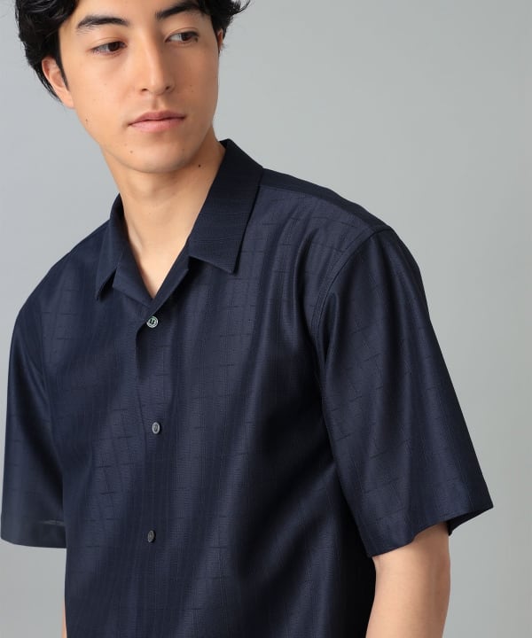 QUATTROCCHI / シアー オープンカラー シャツ Model：H183cm　Size：L