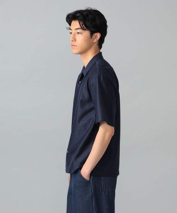 QUATTROCCHI / シアー オープンカラー シャツ Model：H183cm　Size：L