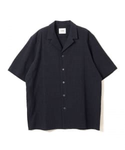【別注】:colon / リネンコットン ギンガムチェック オープンカラー シャツ