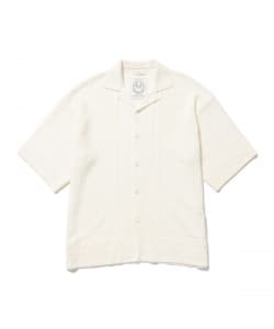 rinoneca / リネン 12ゲージ ニット オープンカラー シャツ