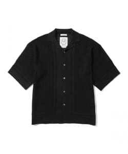 rinoneca / リネン 12ゲージ ニット オープンカラー シャツ