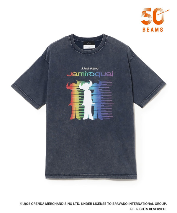 【別注】U/MUSIC × IG / JAMIROQUAI グラフィック Tシャツ NAVY 程良くゆとりのあるシルエット