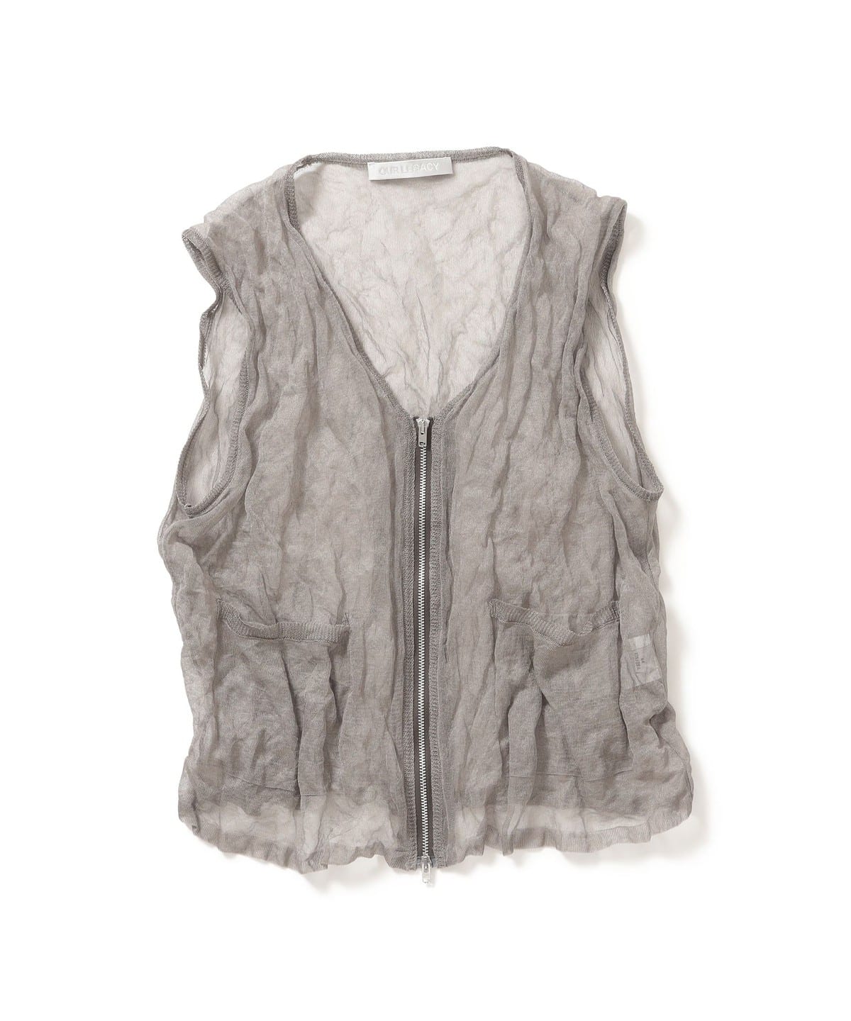 OUR LEGACY アワー レガシー / CRUSH シアー ジップアップ ベスト トップス MEN Ash Steel 44 OUR LEGACY アワー レガシー / CRUSH シアー ジップアップ ベスト トップス MEN Ash Steel 44