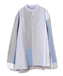 ▲＜MEN＞MAISON FLANEUR / パッチワーク ノーカラーシャツ