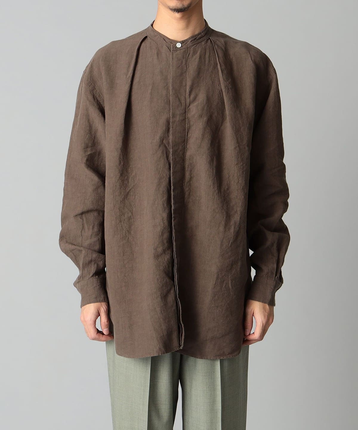 【別注】:colon / ヨーロッパリネン スタンドカラーシャツ シャツ・ブラウス MEN BROWN 1/S 【別注】:colon / ヨーロッパリネン スタンドカラーシャツ シャツ・ブラウス MEN BROWN 1/S