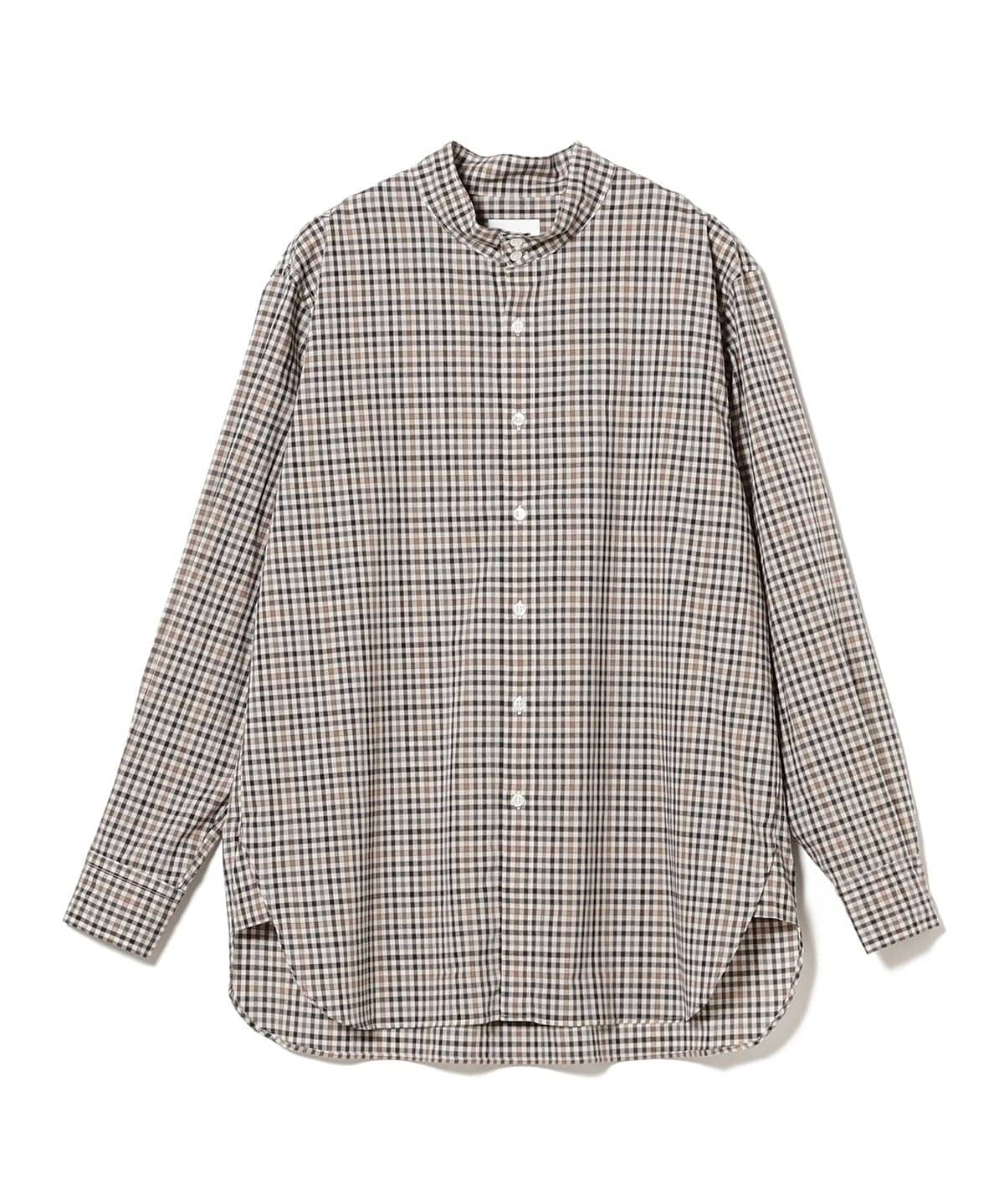 【別注】:colon / コットンウール ハイスタンドカラーシャツ シャツ・ブラウス MEN BGExGrey 3 【別注】:colon / コットンウール ハイスタンドカラーシャツ シャツ・ブラウス MEN BGExGrey 3