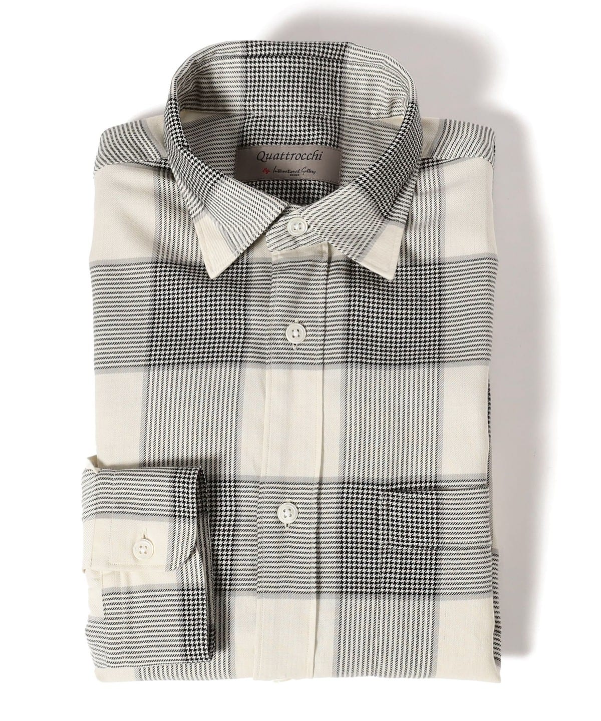 QUATTROCCHI クアトロッキ / オーバーチェック セミワイドカラーシャツ MS シャツ・ブラウス MEN GREY M QUATTROCCHI クアトロッキ / オーバーチェック セミワイドカラーシャツ MS シャツ・ブラウス MEN GREY M
