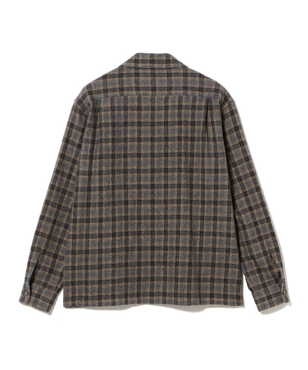 QUATTROCCHI / ウールコットン オンブレチェック オープンカラー シャツ