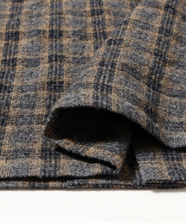 QUATTROCCHI / ウールコットン オンブレチェック オープンカラー シャツ