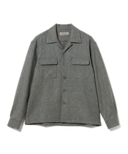 QUATTROCCHI / ウールミックス ネップ オープンカラー シャツ