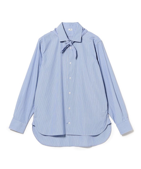 SALON C. LUNDMAN / コットン ストライプ バンダナ シャツ 程良くスリムなシルエット