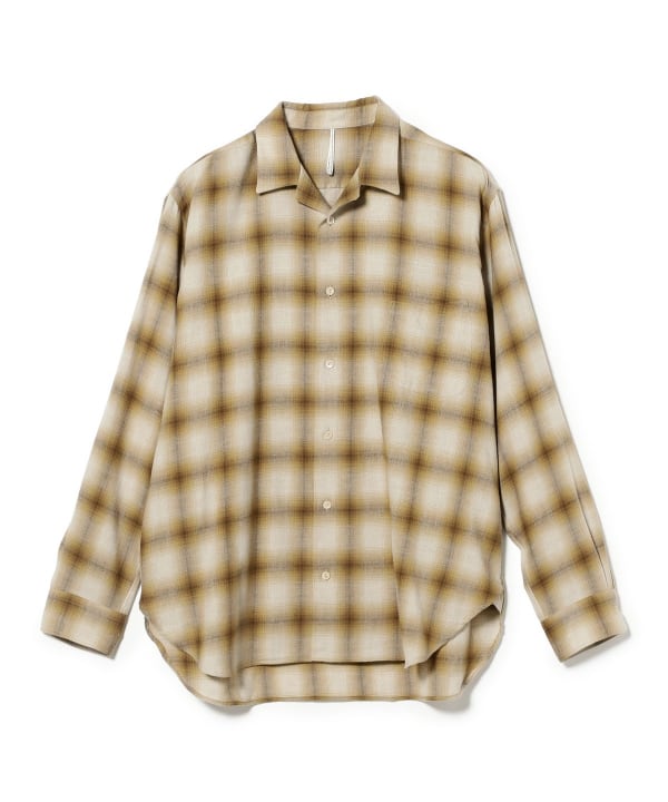 m's braque / コットンウール オープンカラー シャツ 袖にはジャケットのような二枚袖構造を採用