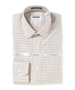 ▲I.G.BEAMS / カスタムスリム ラウンドカラー キャメルチェックシャツ