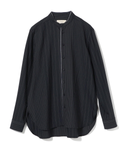 ▲＜MEN＞MAISON FLANEUR / ランダムストライプ スタンドカラーシャツ