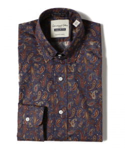 ▲International Gallery BEAMS / カスタムスリム ペイズリープリント タブカラーシャツ