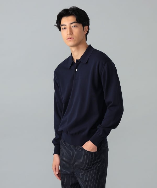 [Special order] SLOANE / Cotton Knit Long Sleeve Polo Shirt Model: H183cm Size: 4