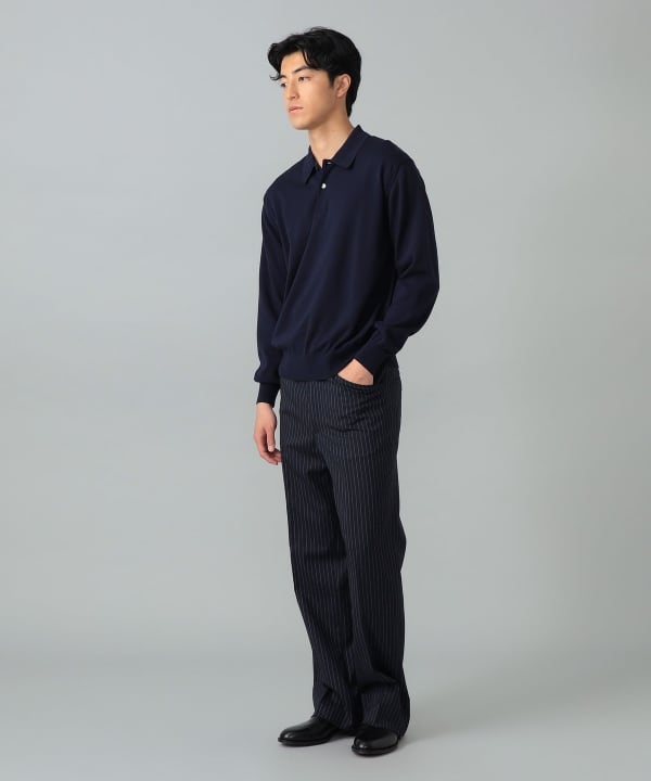 [Special order] SLOANE / Cotton Knit Long Sleeve Polo Shirt Model: H183cm Size: 4