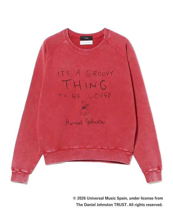 【別注】U/MUSIC × IG / DANIEL JOHNSTON IT'S A GROOVY グラフィック スウェット ピグメント染めによるフェード感