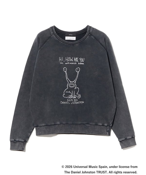 【別注】U/MUSIC × IG / DANIEL JOHNSTON HI,HOW ARE YOU グラフィック スウェット バイオウォッシュ加工の柔らかな風合
