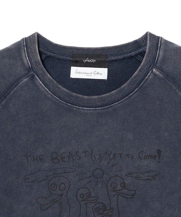 【別注】U/MUSIC × IG / DANIEL JOHNSTON THE BEAST グラフィック スウェット バイオウォッシュ加工の柔らかな風合