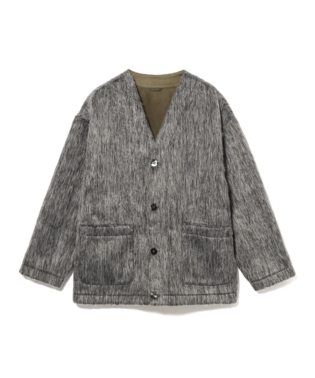 welter shelter / ボンディング ファジーカーディガン トップス MEN GREY M welter shelter / ボンディング ファジーカーディガン トップス MEN GREY M