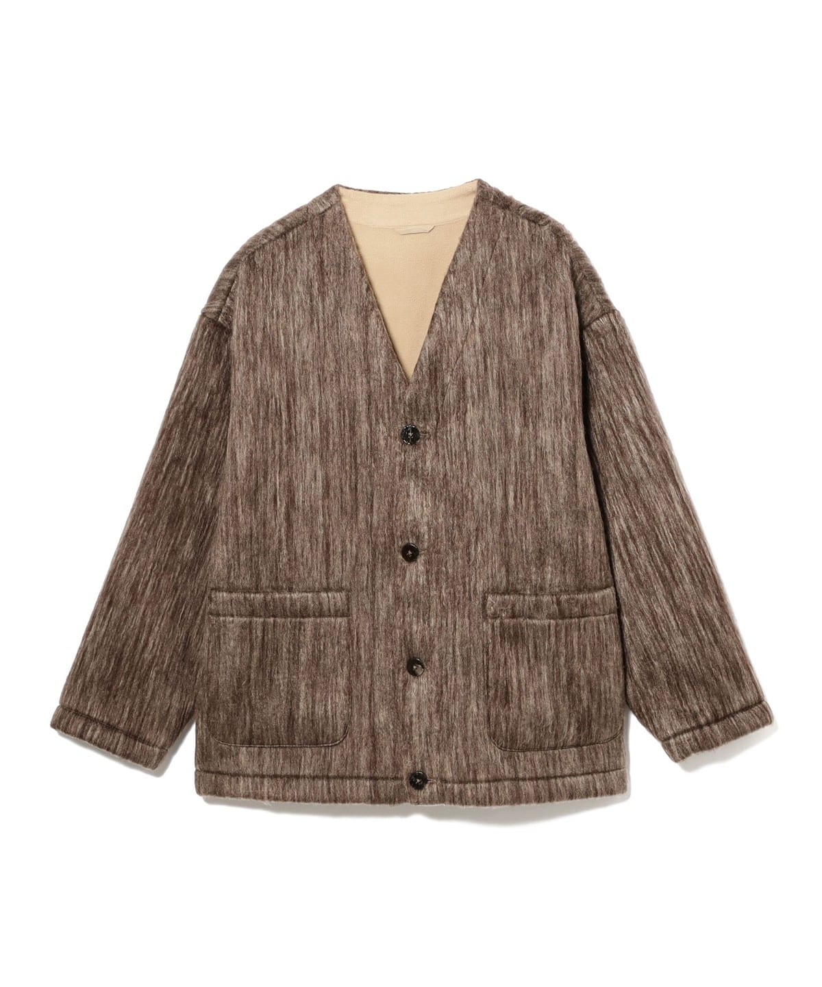 welter shelter / ボンディング ファジーカーディガン トップス MEN BROWN S welter shelter / ボンディング ファジーカーディガン トップス MEN BROWN S