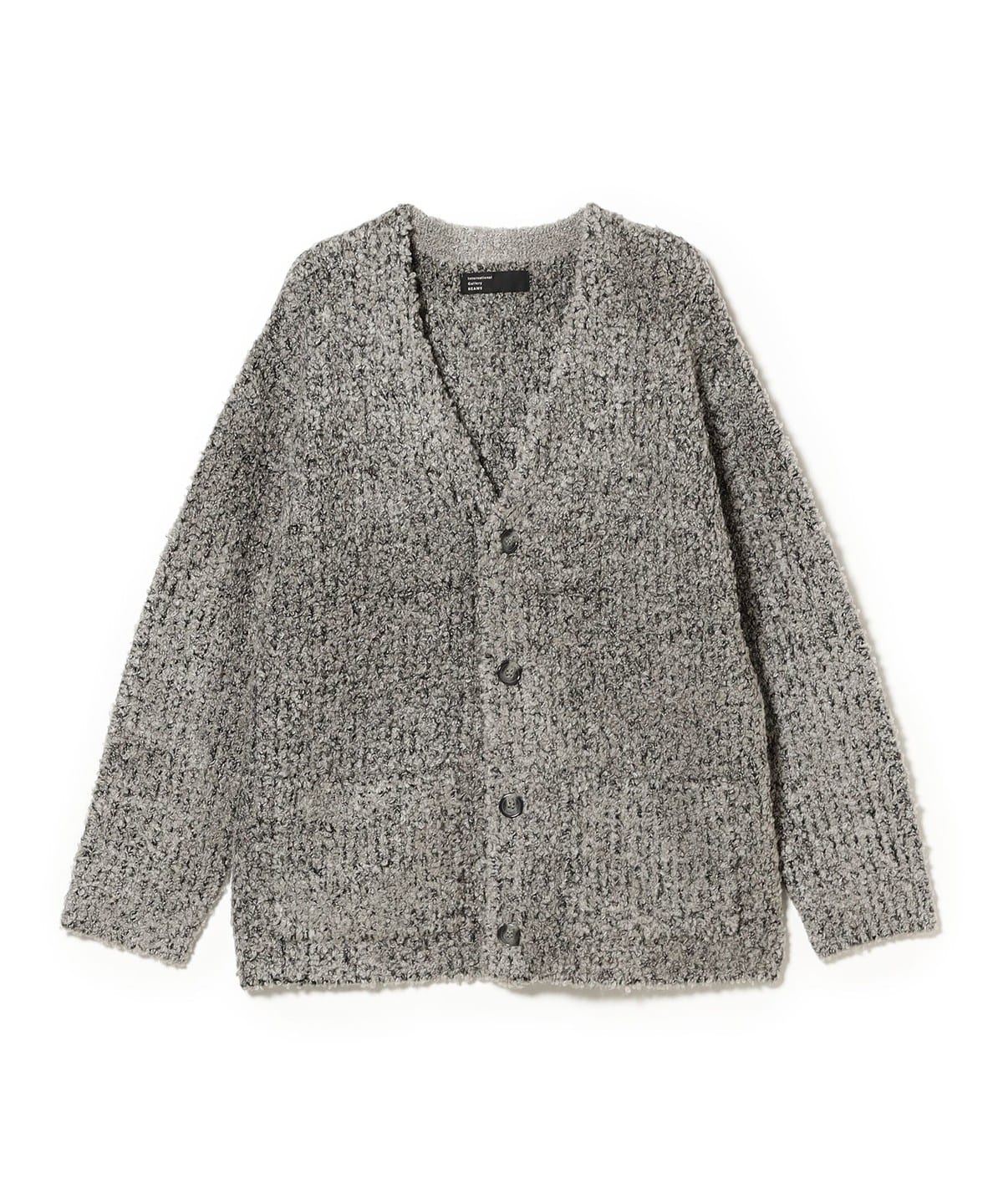 ミックス ブークレ カーディガン トップス MEN GREY L ミックス ブークレ カーディガン トップス MEN GREY L
