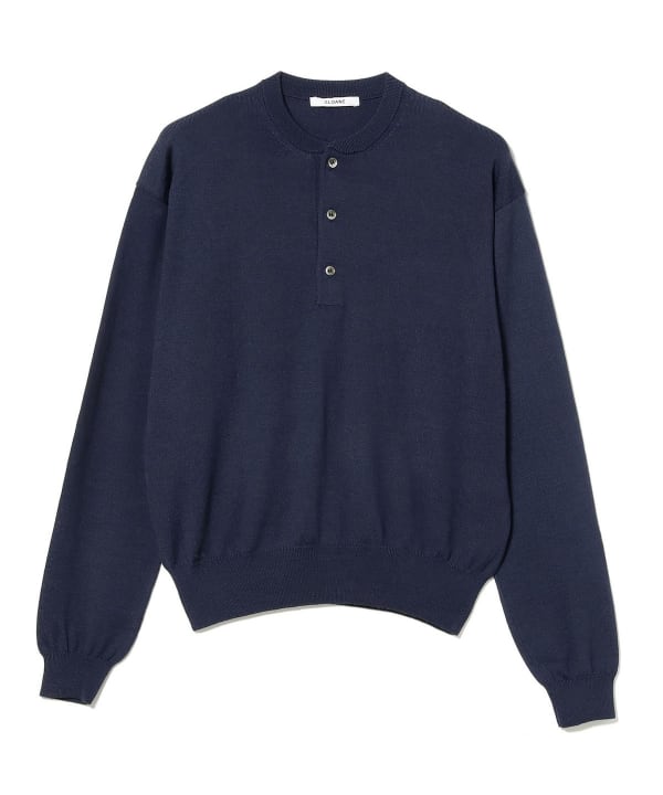 【別注】SLOANE / 14ゲージ ウール ヘンリーネック ニット 生地、サイズバランスから別注したヘンリーネックニット