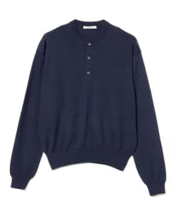 【別注】SLOANE / 14ゲージ ウール ヘンリーネック ニット