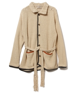 ▲MAISON FLANEUR / ベルテッド シルクニットカーディガン