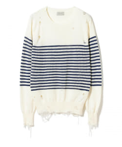 ▲BED j.w. FORD / ダメージ ボーダーニット