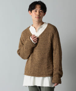 IG × ALPHA STUDIO / 別注 フェイクスエード Vネックニット
