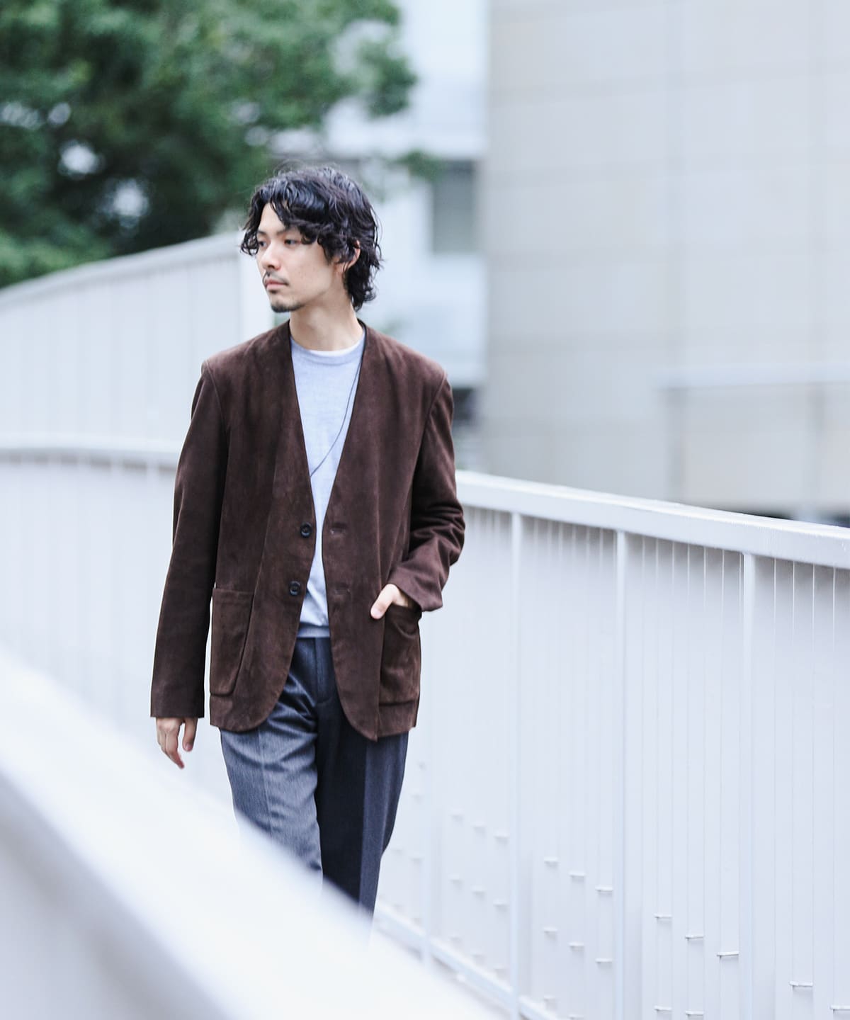 QUATTROCCHI クアトロッキ / ゴートスエード 総裏 ノーラペル ジャケット ジャケット MEN D. BROWN 46/M QUATTROCCHI クアトロッキ / ゴートスエード 総裏 ノーラペル ジャケット ジャケット MEN D. BROWN 46/M