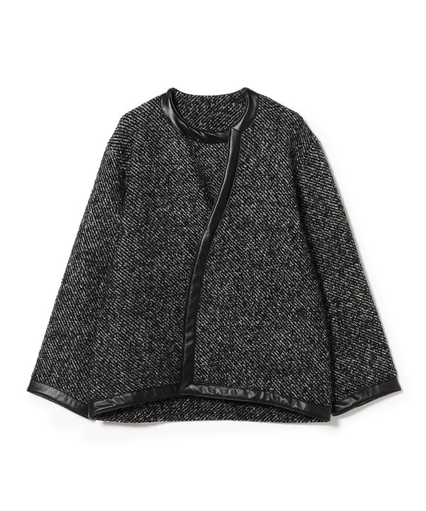 m's braque / ウールナイロン アシンメトリー ジャケット アシンメトリーなラウンドカラー